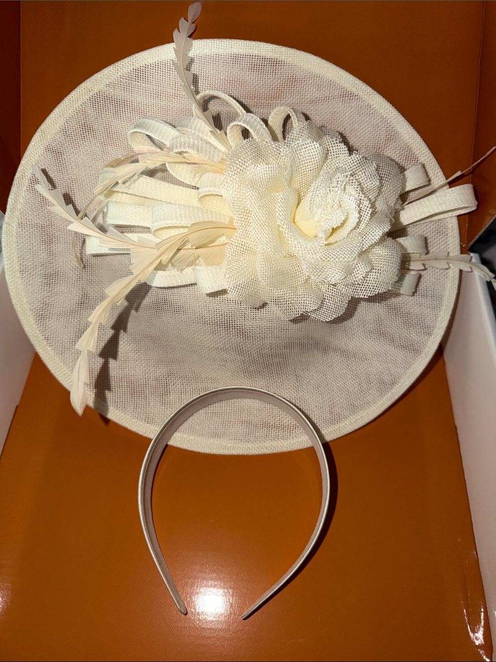 Beige Floral Derby Fascinator Headpiece